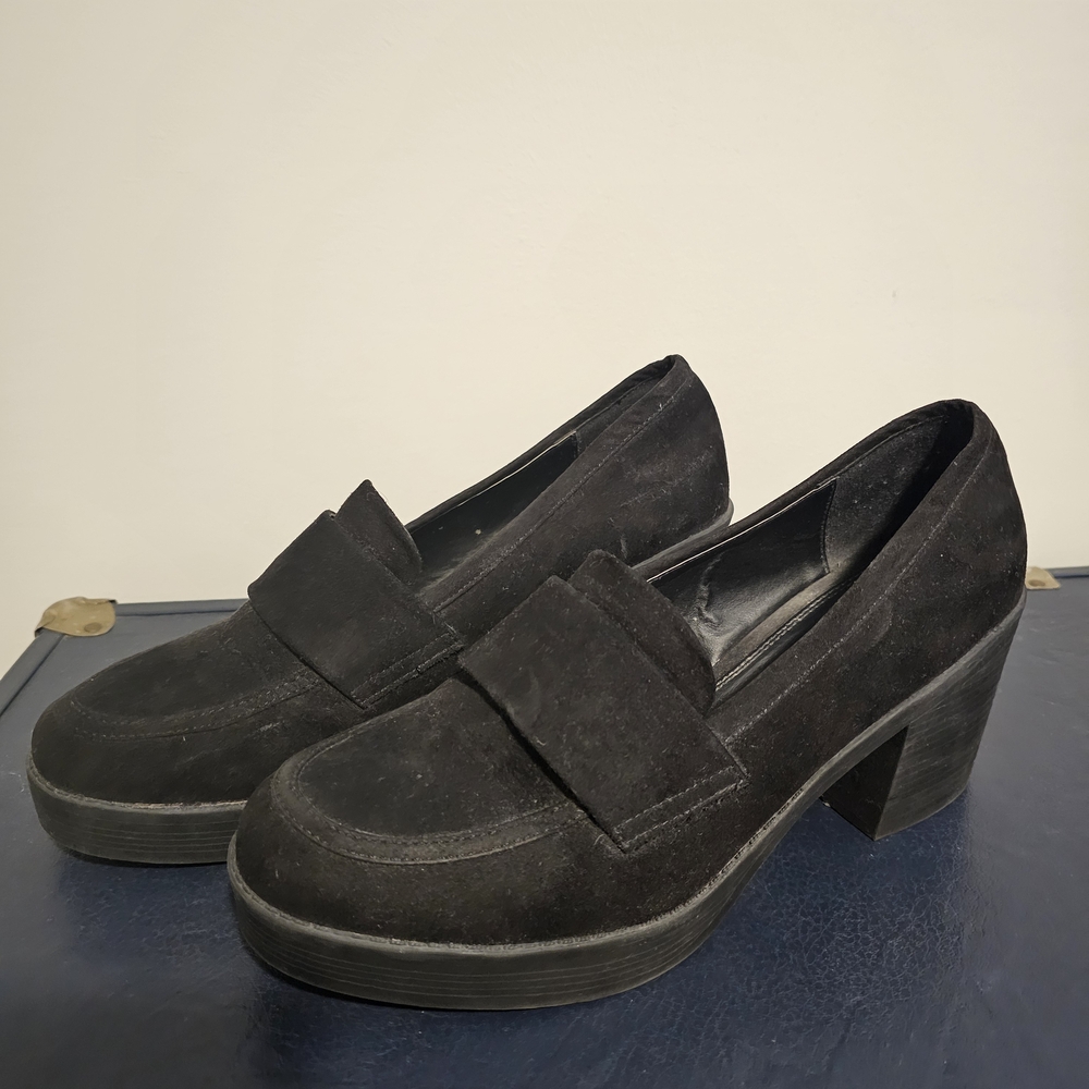 ASOS Black Suede Platform Loafers